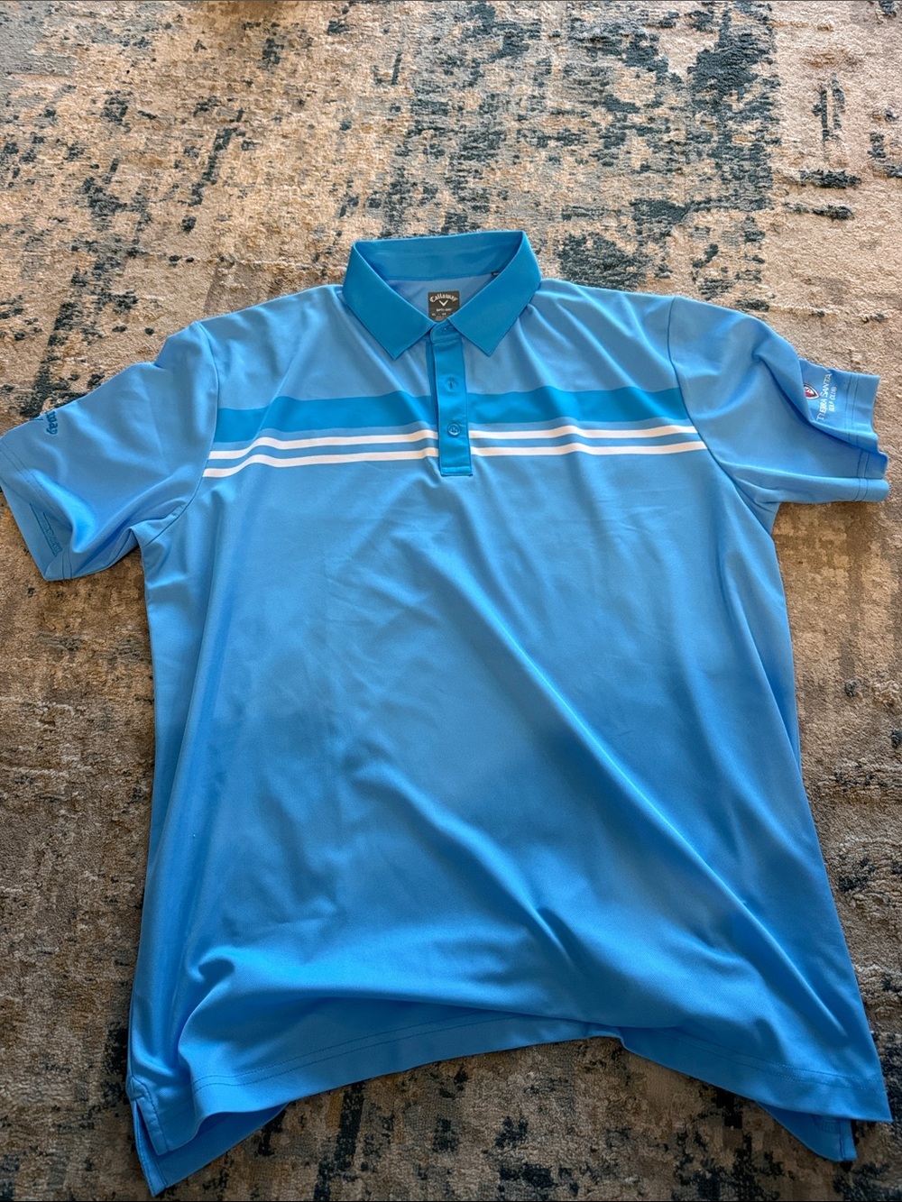 Callaway Men’s Light Blue Performance Polo with White Stripes